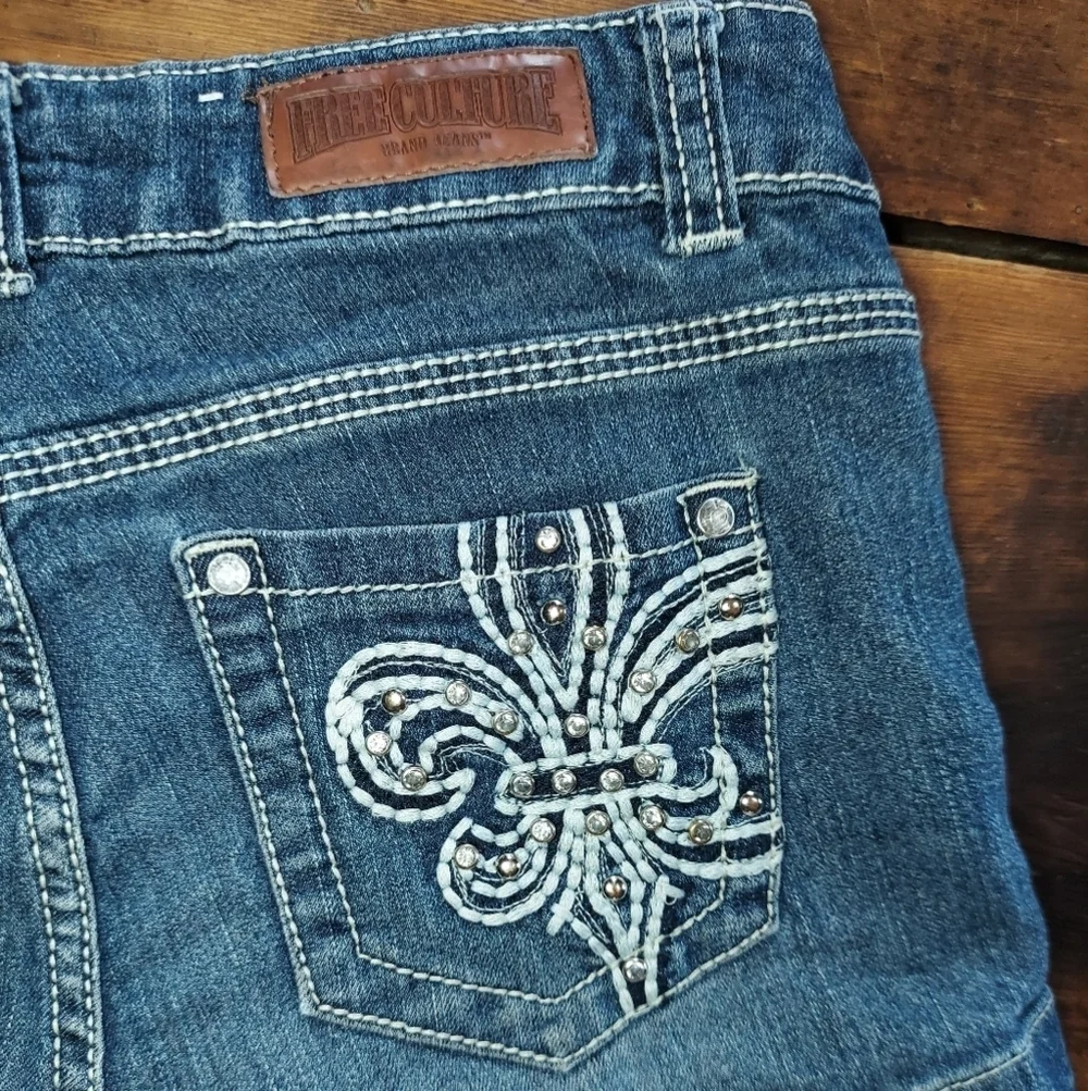 Embellished Free Culture Denim Blue Jean Shorts